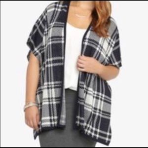 Torrid plaid poncho cape sweater